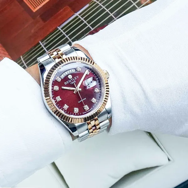 Đồng Hồ Nam Bentley Quartz BL2333-10MTDI Màu Bạc Phối Vàng Hồng