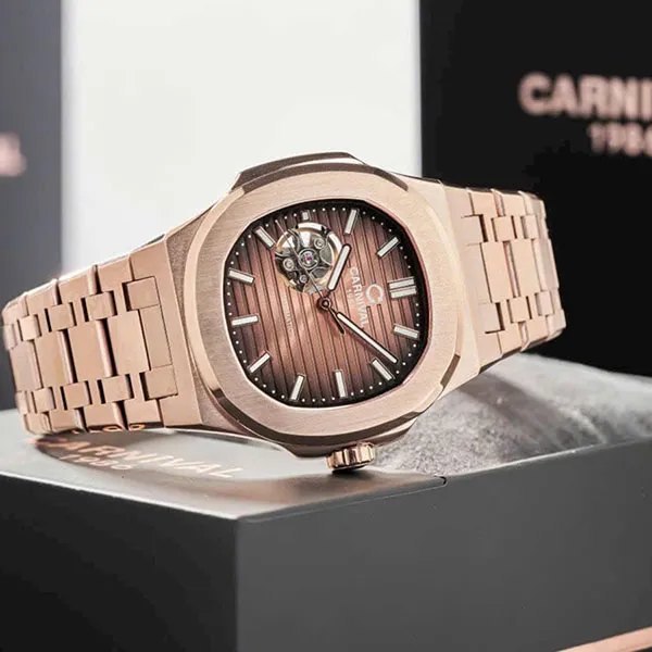 Đồng Hồ Nam Carnival 8128G1-VH-N Màu Nâu - Vàng Hồng
