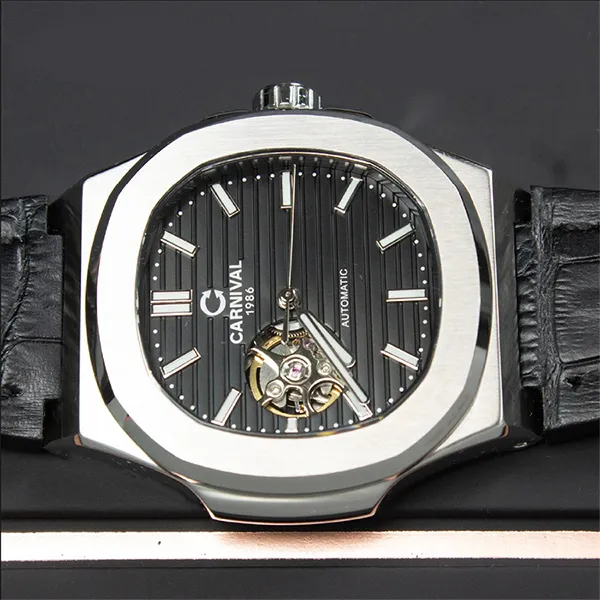 Đồng Hồ Nam Carnival Black Dial Automatic Watch 8128G1-VT-DD-D Màu Bạc Đen - Đồng hồ - Vua Hàng Hiệu