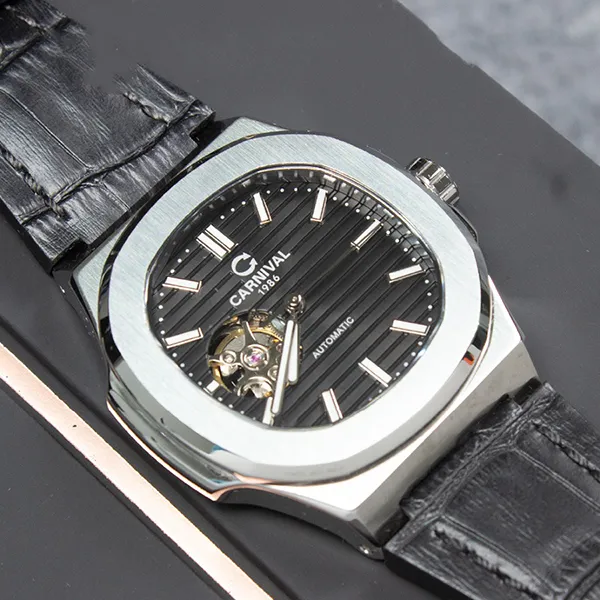 Đồng Hồ Nam Carnival Black Dial Automatic Watch 8128G1-VT-DD-D Màu Bạc Đen - Đồng hồ - Vua Hàng Hiệu