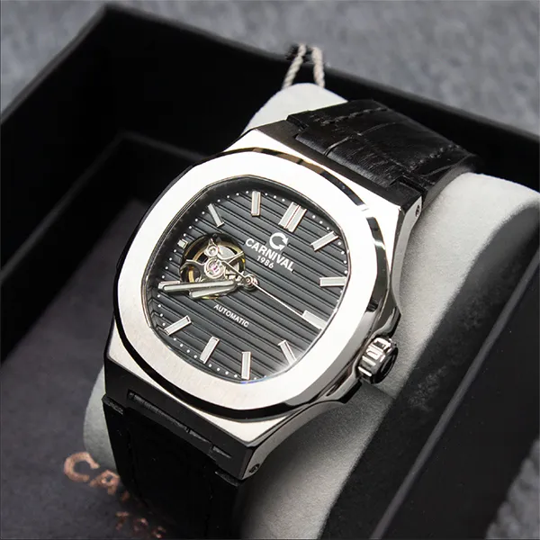 Đồng Hồ Nam Carnival Black Dial Automatic Watch 8128G1-VT-DD-D Màu Bạc Đen - Đồng hồ - Vua Hàng Hiệu