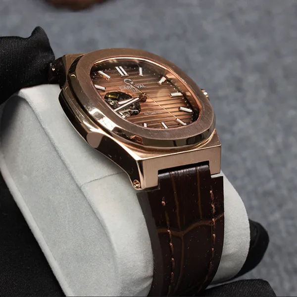 Đồng Hồ Nam Carnival Brown Dial Automatic Watch 8128G1-VH-DD-N Màu Nâu Vàng Hồng