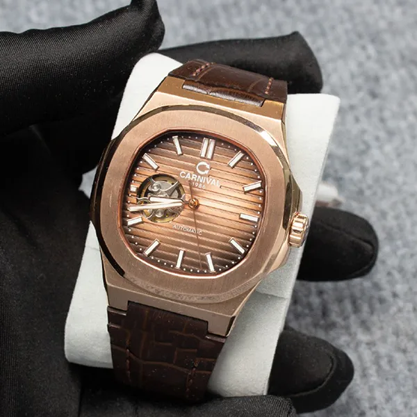 Đồng Hồ Nam Carnival Brown Dial Automatic Watch 8128G1-VH-DD-N Màu Nâu Vàng Hồng