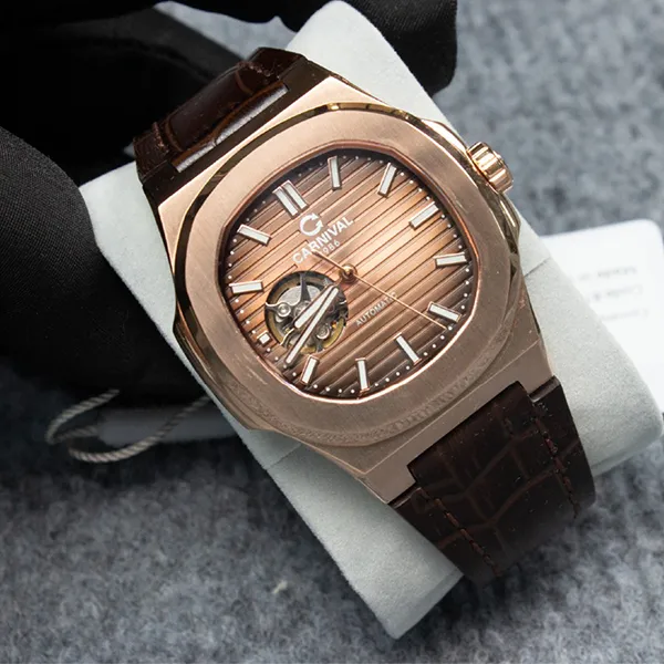 Đồng Hồ Nam Carnival Brown Dial Automatic Watch 8128G1-VH-DD-N Màu Nâu Vàng Hồng