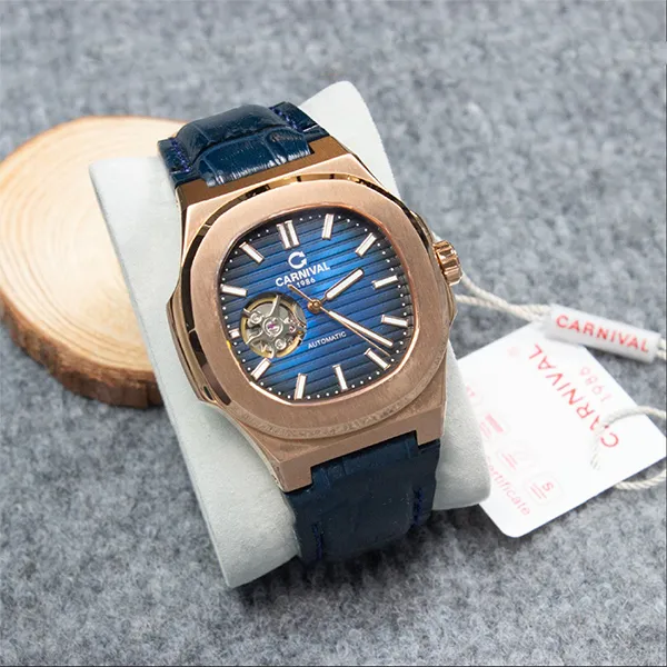 Đồng Hồ Nam Carnival Navy Dial Automatic Watch 8128G1-VH-DD-X Màu Xanh Navy Vàng Hồng