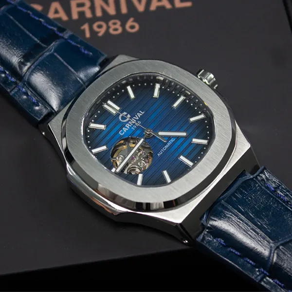Đồng Hồ Nam Carnival Navy Dial Automatic Watch 8128G1-VT-DD-X Màu Bạc Xanh Navy