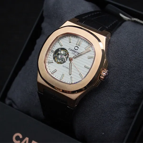 Đồng Hồ Nam Carnival Silver Dial Automatic Watch 8128G1-VH-DD-T Màu Bạc Vàng Hồng