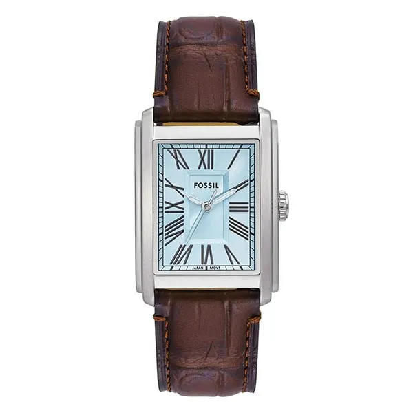Đồng Hồ Nam Fossil Carraway Three Hand Brown Croco Leather Watch FS6110 Màu Xanh - Nâu