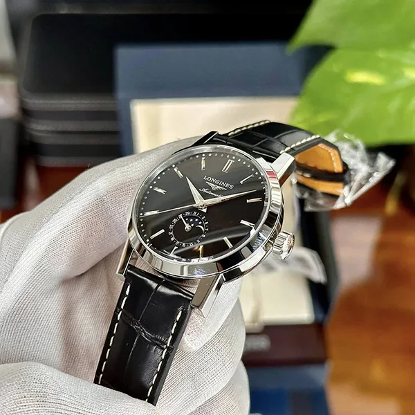 Đồng Hồ Nam Longines Automatic L4.826.4.52.0 Heritage Monphase Màu Đen - Đồng hồ - Vua Hàng Hiệu