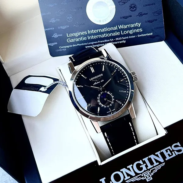 Đồng Hồ Nam Longines Automatic L4.826.4.52.0 Heritage Monphase Màu Đen - Đồng hồ - Vua Hàng Hiệu