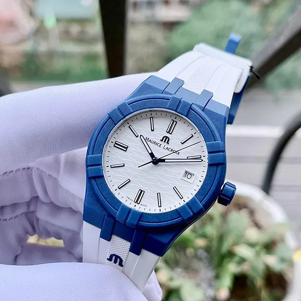 Đồng Hồ Nam Maurice Lacroix Aikon Tide Quartz Men Watch AI2008-BBB11-300-0 Màu Trắng Xanh