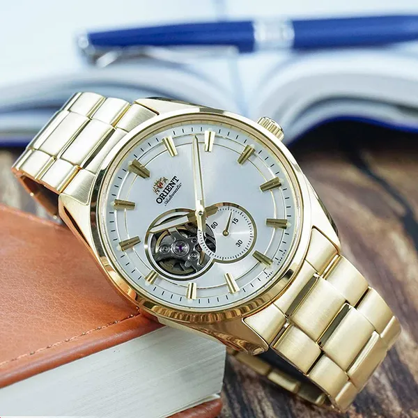 Đồng Hồ Nam Orient Semi Skeleton Automatic Watch RN-AR0007S Màu Vàng Gold