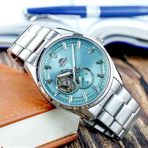 Đồng Hồ Nam Orient Semi Skeleton Automatic Watch RN-AR0009L Màu Bạc/Xanh Ngọc