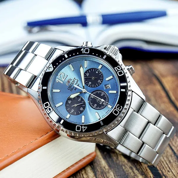Đồng Hồ Nam Orient Sport Solar Chronograph RA-TX0206L10B Màu Bạc/Xanh