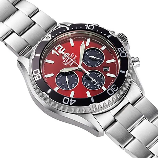 Đồng Hồ Nam Orient Sport Solar Chronograph RA-TX0207R10B Màu Bạc/Đỏ