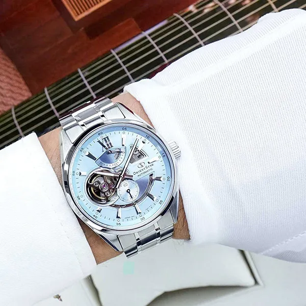 Đồng Hồ Nam Orient Star Contemporary Modern Skeleton Watch RE-AV0127L00B Màu Xanh Bạc