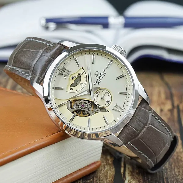 Đồng Hồ Nam Orient Star Layered Skeleton Watch RK-AV0B10G Màu Nâu Rêu