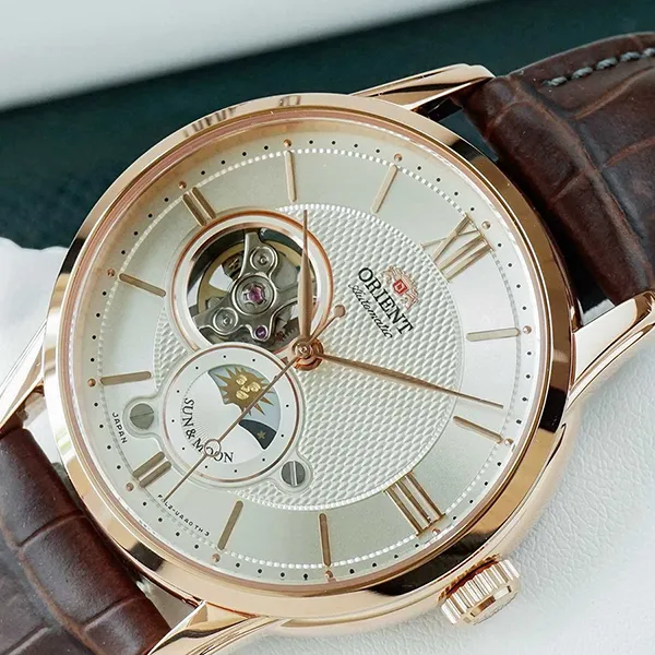 Đồng Hồ Nam Orient Sun And Moon Gen 4 RN-AS0002S (RA-AS0003S10B) Màu Nâu Trắng