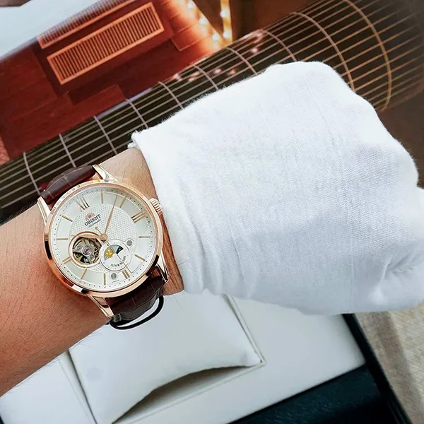 Đồng Hồ Nam Orient Sun And Moon Gen 4 RN-AS0002S (RA-AS0003S10B) Màu Nâu Trắng