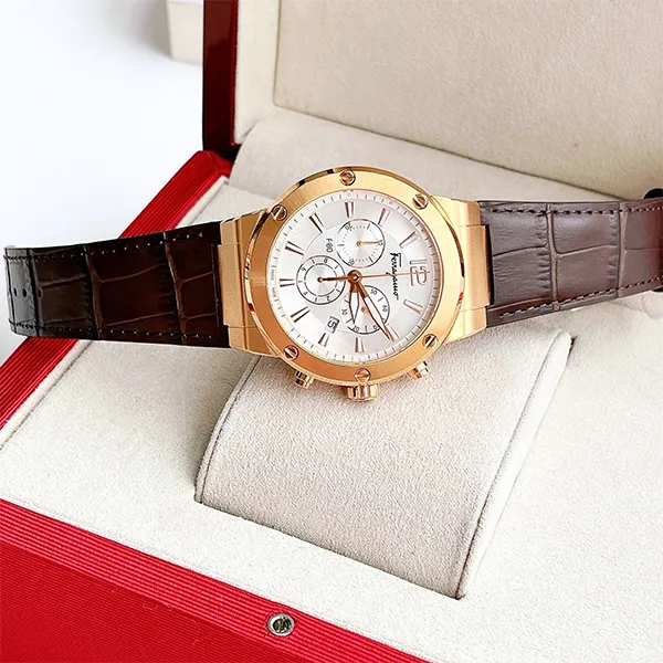 Đồng Hồ Nam Salvatore Ferragamo F-80 Chronograph Màu Nâu Vàng
