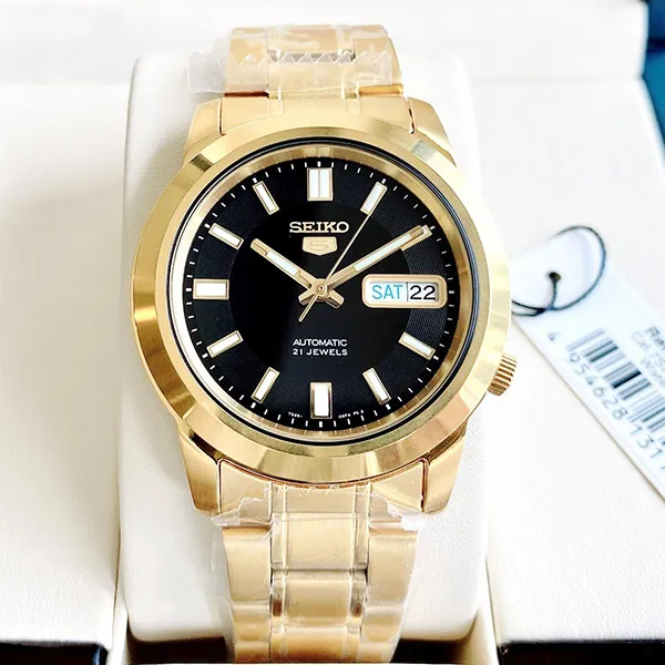 Đồng Hồ Nam Seiko 5 Automatic Black Dial Men Watch SNKK22K1 Màu Vàng Đen