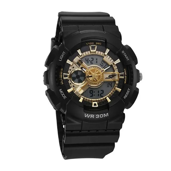 Đồng Hồ Nam Sonata SF Bold Black & Gold Design Watch Perfect Blend Of Elegance And Strength 77137PP02 Màu Đen Vàng