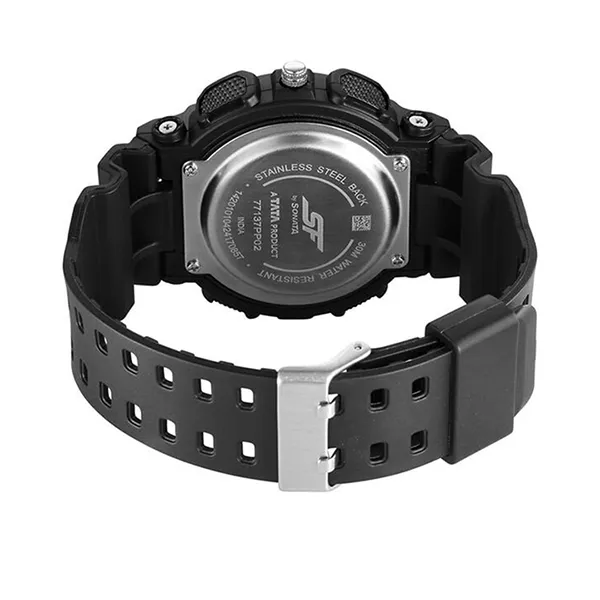 Đồng Hồ Nam Sonata SF Bold Black & Gold Design Watch Perfect Blend Of Elegance And Strength 77137PP02 Màu Đen Vàng