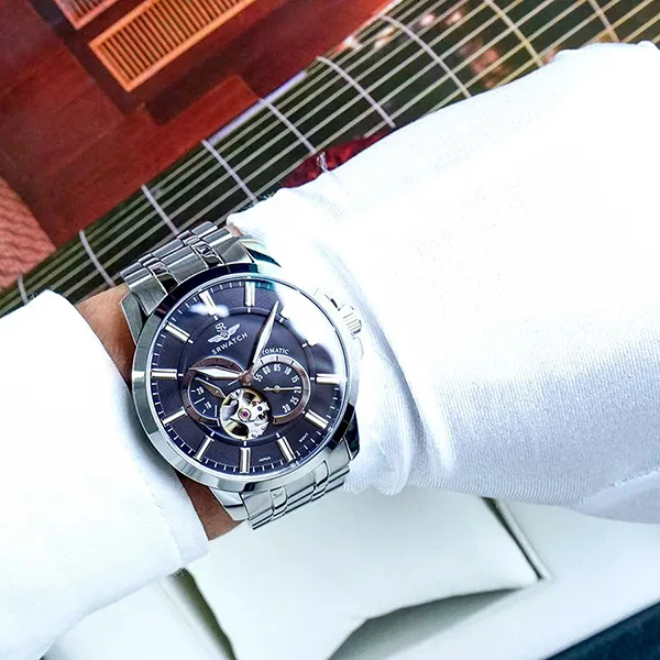 Đồng Hồ Nam SRWATCH Automatic Open Heart SG8871.1101 Màu Đen - Bạc - Đồng hồ - Vua Hàng Hiệu
