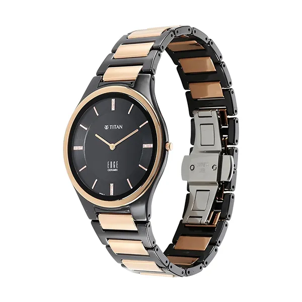 Đồng Hồ Nam Titan Edge Ceramic Quartz Watch With Diamonds 1696KC02 Màu Đen/Vàng - Đồng hồ - Vua Hàng Hiệu