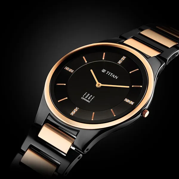 Đồng Hồ Nam Titan Edge Ceramic Quartz Watch With Diamonds 1696KC02 Màu Đen/Vàng - Đồng hồ - Vua Hàng Hiệu