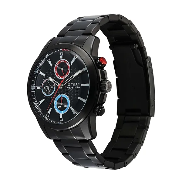 Đồng Hồ Nam Titan Stainless Steel Round Shape Watches 90152KM01 Màu Đen
