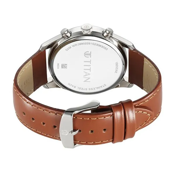 Đồng Hồ Nam Titan Wrist Wit Quartz Leather Strap Watch 1805SL11 Màu Nâu/Xanh
