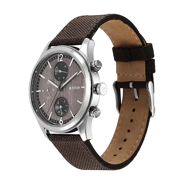 Đồng Hồ Nam Titan Wrist Wit Quartz Leather Strap Watch 1805SL12 Màu Nâu