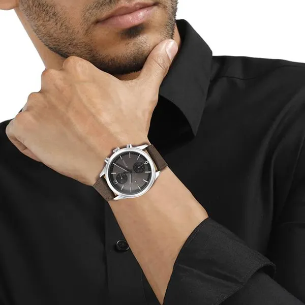 Đồng Hồ Nam Titan Wrist Wit Quartz Leather Strap Watch 1805SL12 Màu Nâu