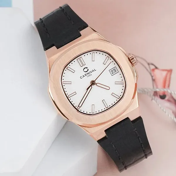 Đồng Hồ Nữ Carnival 8161L-VH-DD-T Màu Đen/ Vàng Hồng
