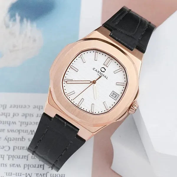 Đồng Hồ Nữ Carnival 8161L-VH-DD-T Màu Đen/ Vàng Hồng