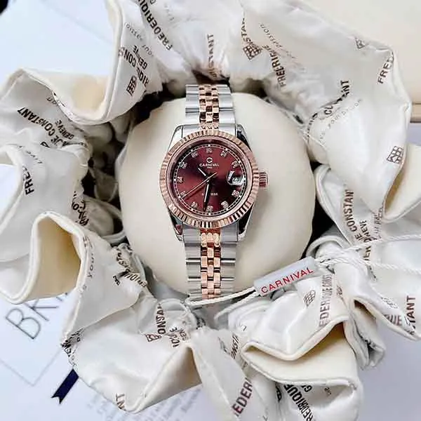 Đồng Hồ Nữ Carnival Quartz 8131L-CH-N ( 8131L ) Màu Nâu - Vàng Hồng