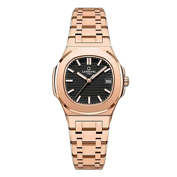 Đồng Hồ Nữ Carnival Quartz Watch 8161L-VH-D Màu Vàng Hồng/Đen