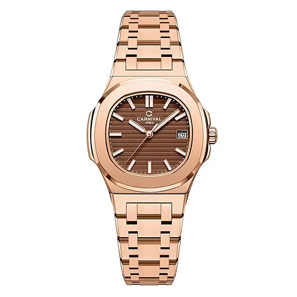 Đồng Hồ Nữ Carnival Quartz Watch 8161L-VH-N Màu Vàng Hồng/Nâu