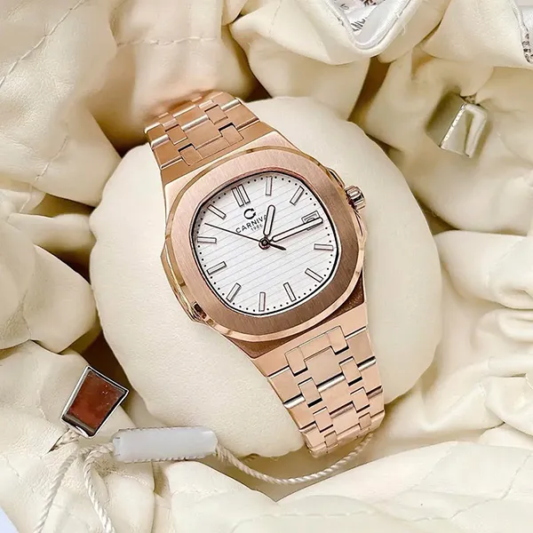 Đồng Hồ Nữ Carnival Quartz Watch 8161L-VH-T Màu Vàng Hồng/Trắng