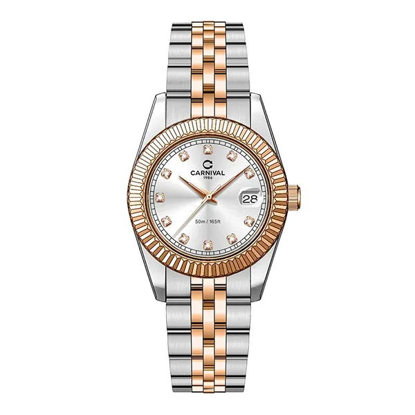 Đồng Hồ Nữ Carnival Watch 8131L-CH-T Màu Vàng Hồng - Bạc