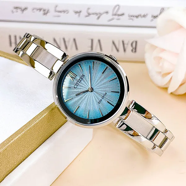 Đồng Hồ Nữ Citizen Eco-Drive EM0801-85X Màu Xanh Bạc