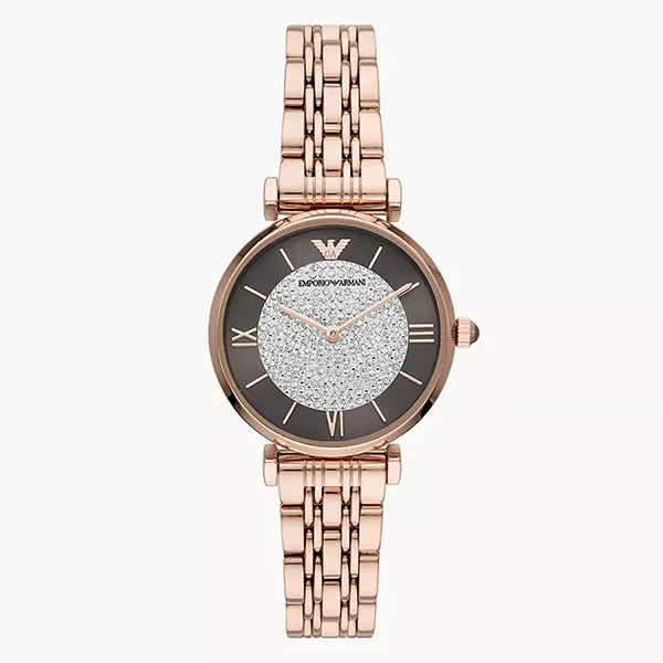 Đồng Hồ Nữ Emporio Armani Gianni T-Bar Quartz Brown Dial Ladies Watches AR11402 Màu Vàng Hồng