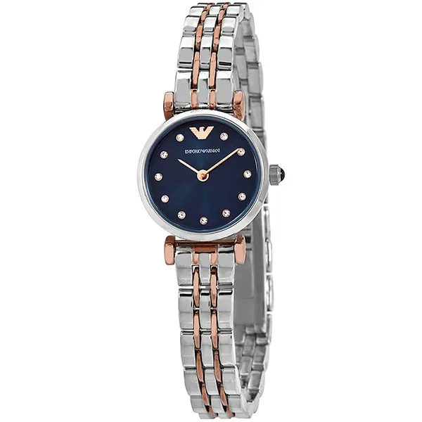 Đồng Hồ Nữ Emporio Armani Quartz Crystal Blue Dial Ladies Watch AR11222 Màu Bạc
