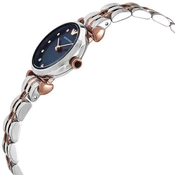 Đồng Hồ Nữ Emporio Armani Quartz Crystal Blue Dial Ladies Watch AR11222 Màu Bạc