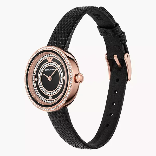 Đồng Hồ Nữ Emporio Armani Rosa Quartz Crystal Ladies Watch AR11493 Màu Vàng Đen