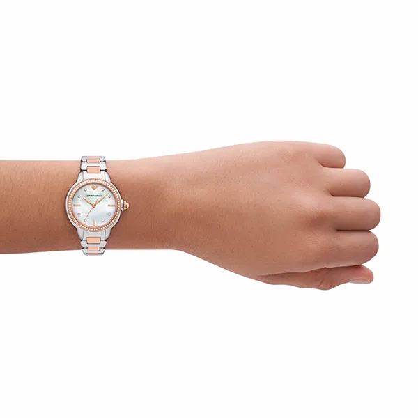 Đồng Hồ Nữ Emporio Armani Two Tone Analogue Watch AR11569 Vàng Hồng - Bạc