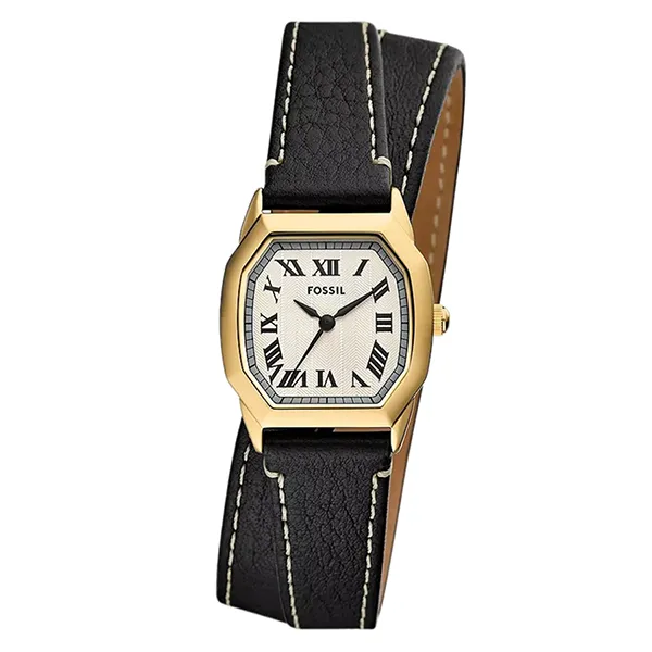 Đồng Hồ Nữ Fossil Harlow Three Hand Black Leather Watch ES5404 Màu Vàng Nâu - Đồng hồ - Vua Hàng Hiệu