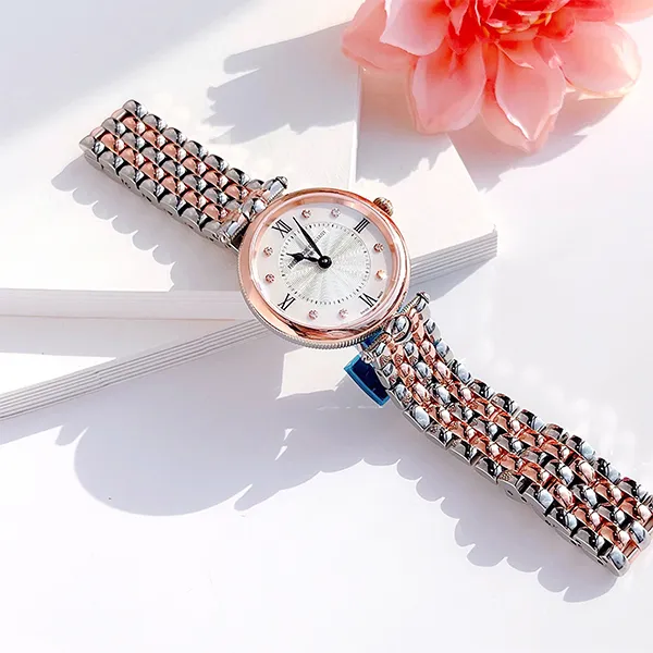 Đồng Hồ Nữ Frederique Constant Art Deco Diamond FC-200MPWD2AR2B Màu Bạc Vàng Hồng