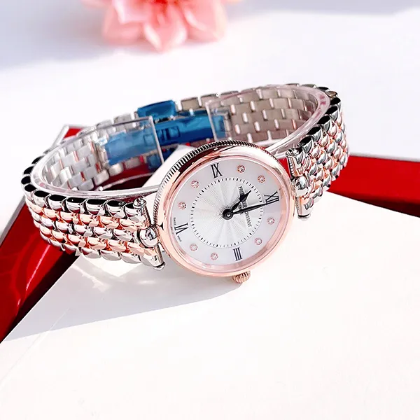 Đồng Hồ Nữ Frederique Constant Art Deco Diamond FC-200MPWD2AR2B Màu Bạc Vàng Hồng